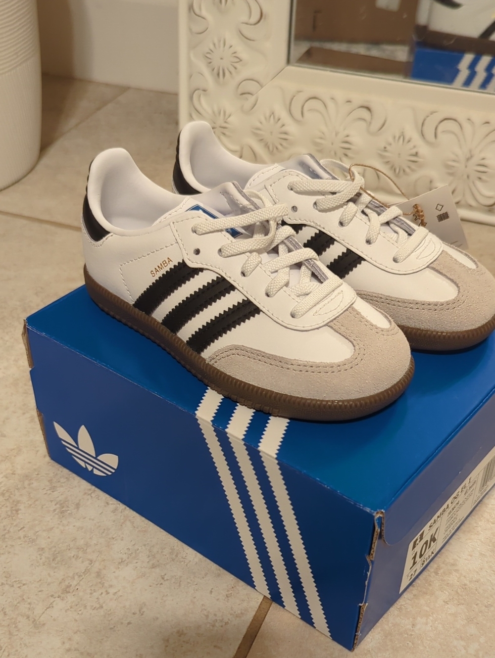 New Adidas White/Black Samba Low-Top Sneakers with Gum Sole